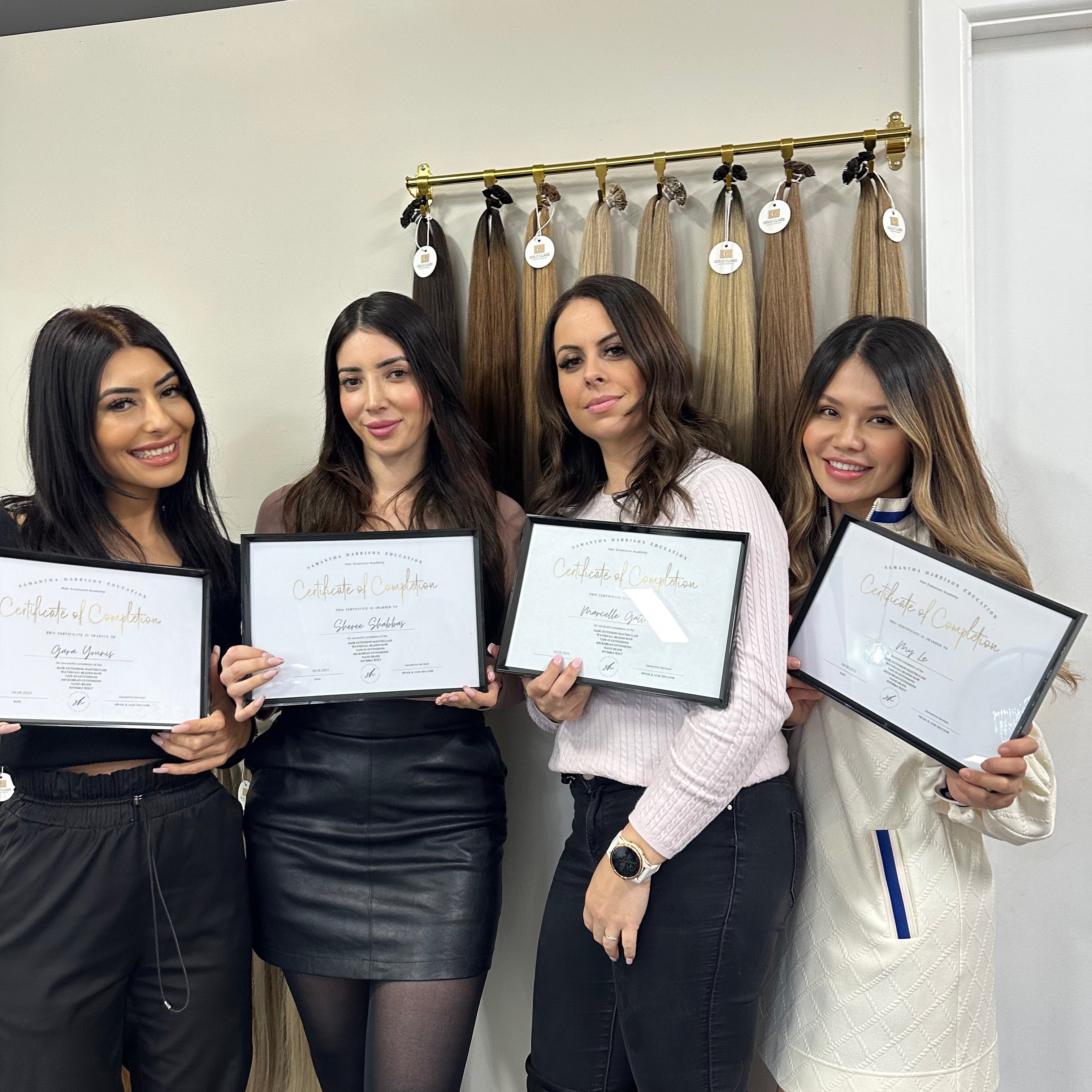 hair extension course; hair extensions afterpay; hands on hair extension training
