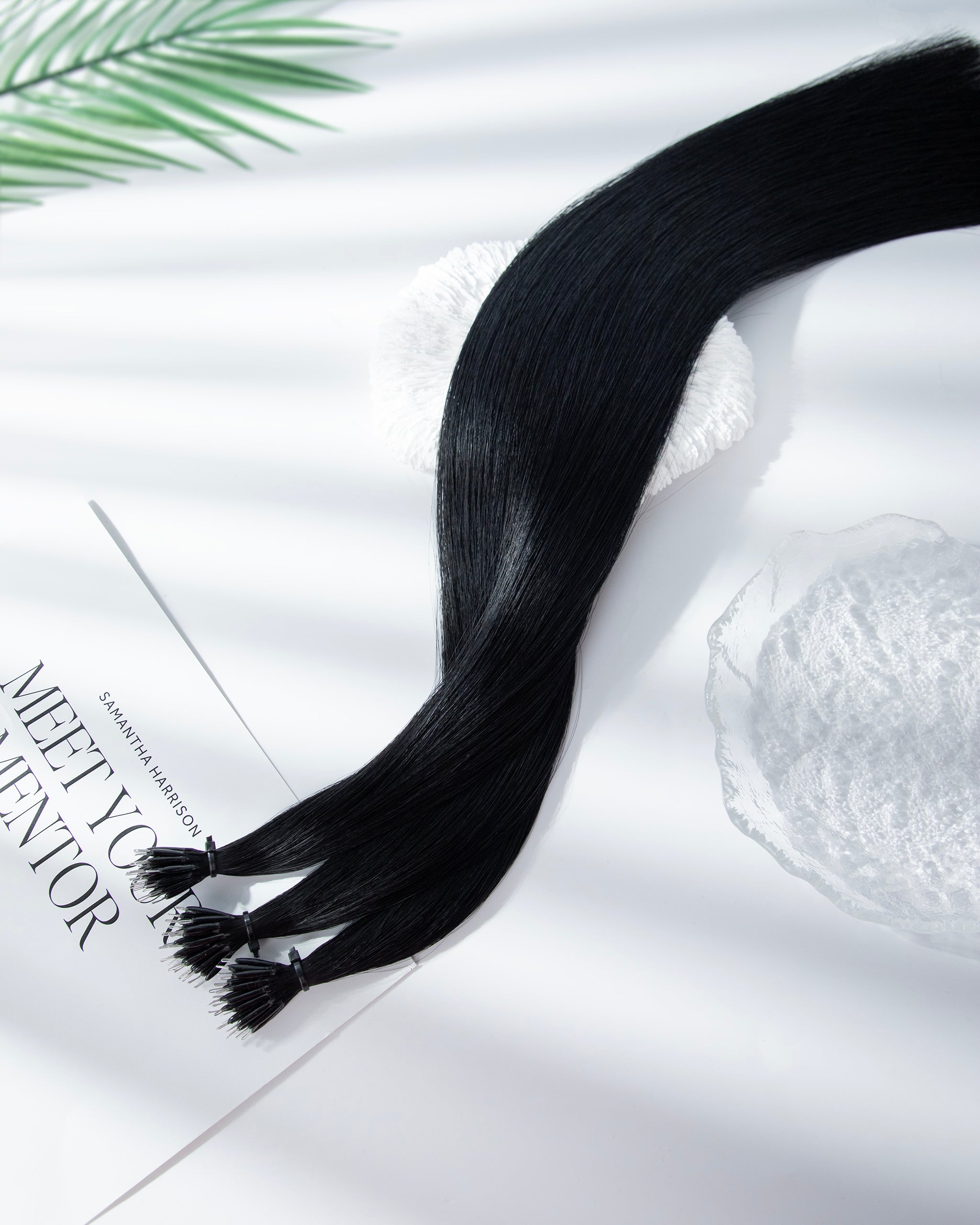 22-inch black Remy nano bead hair extensions