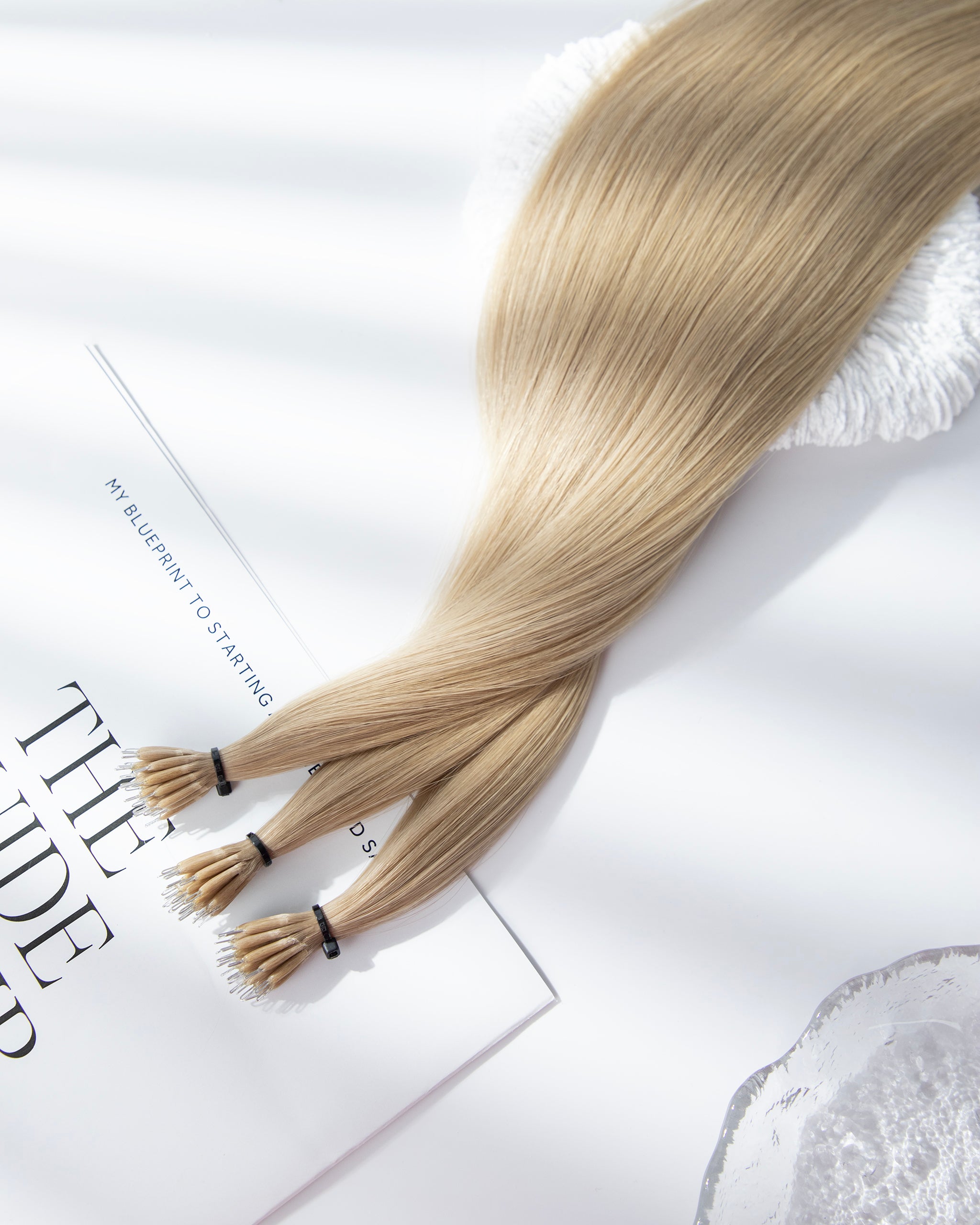 22-inch beige Remy nano bead hair extensions 